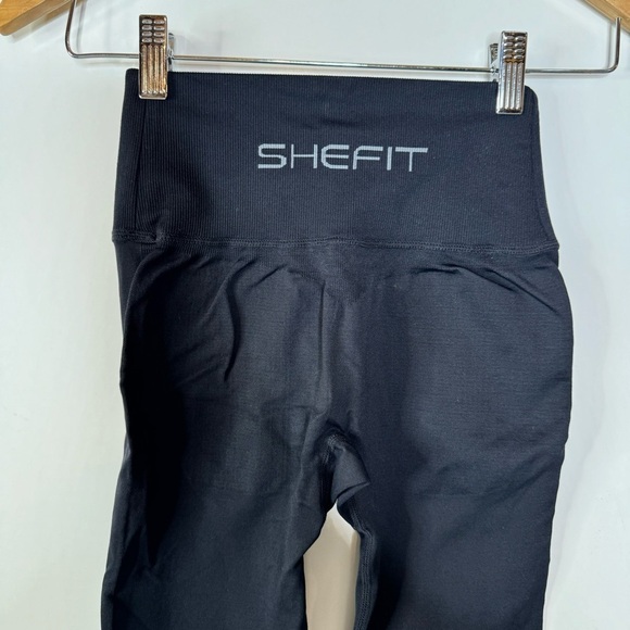 Shefit Black Crossover Waist Seamless Compression Leggings Size Small - Picture 6 of 8
